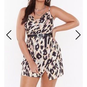 Never Worn Animal Print Satin Cowl Dress
